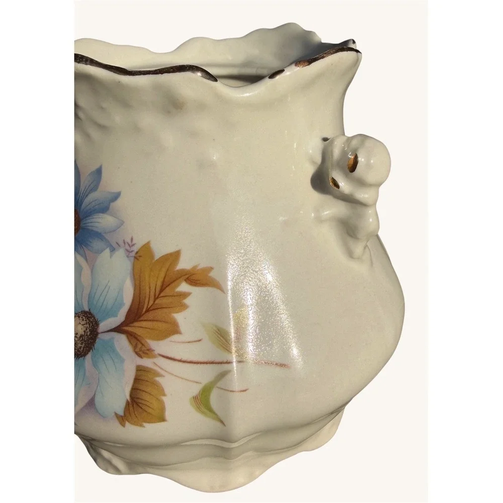 Vintage House Of Webster Biscuit Cracker Jar Floral Ceramic 7